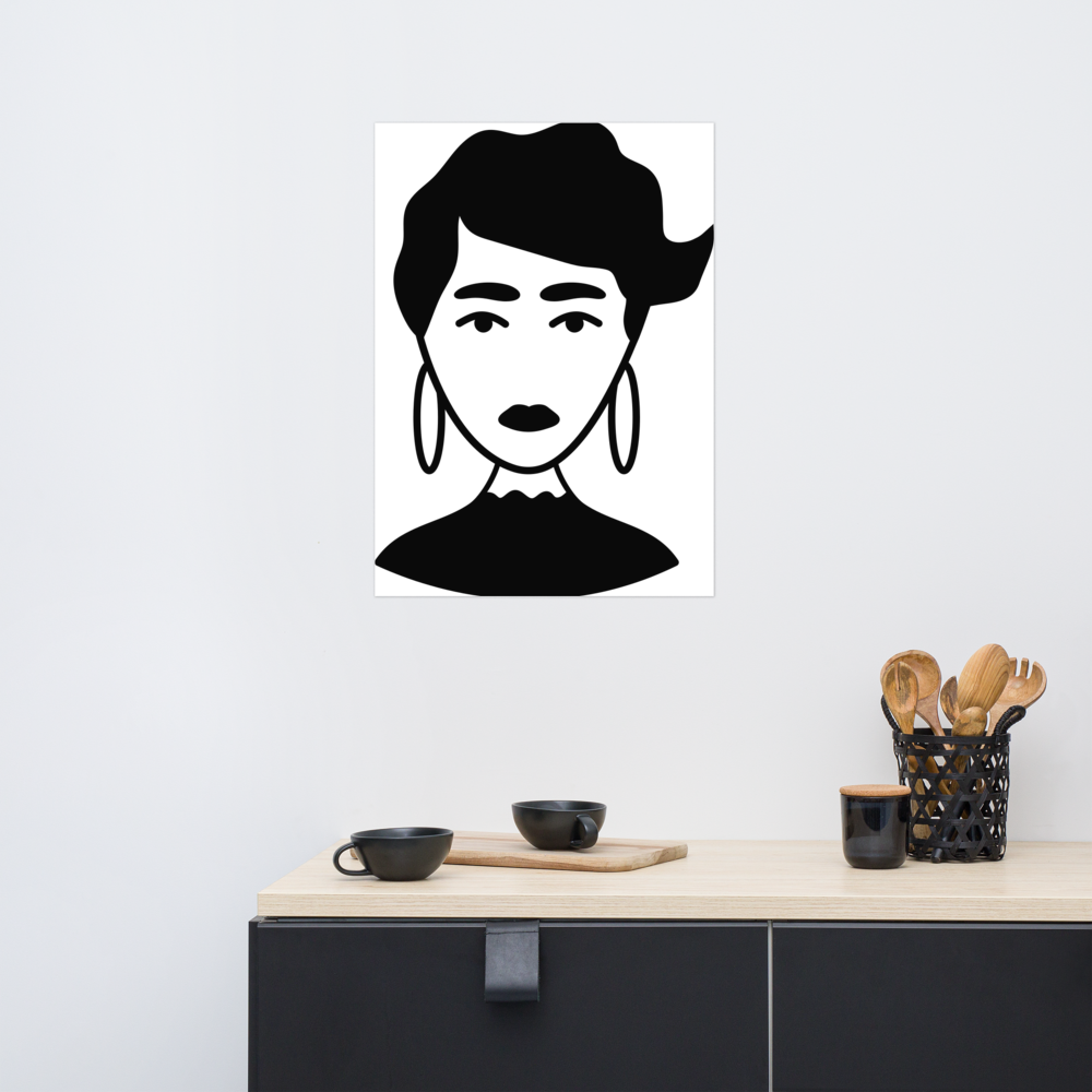 Woman with hoop earrings - Poster