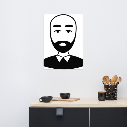 Bald man with beard - Poster