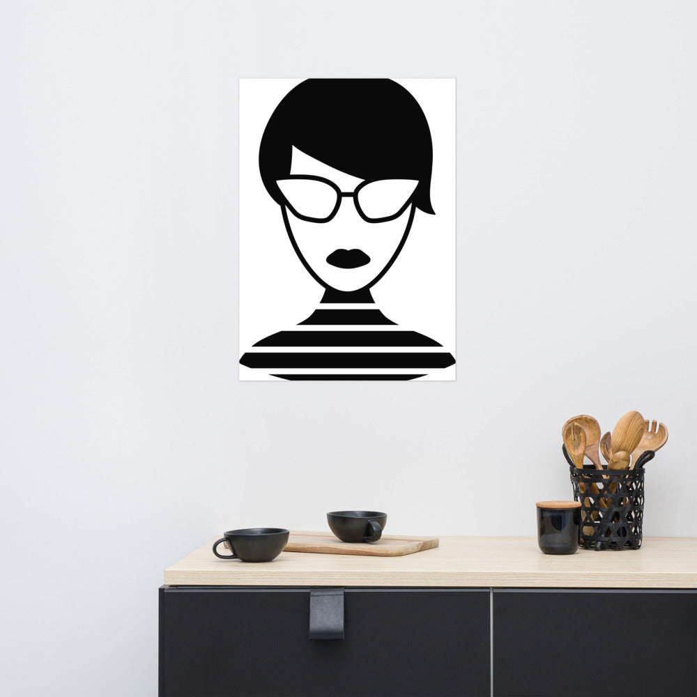 Woman with striped shirt - Poster