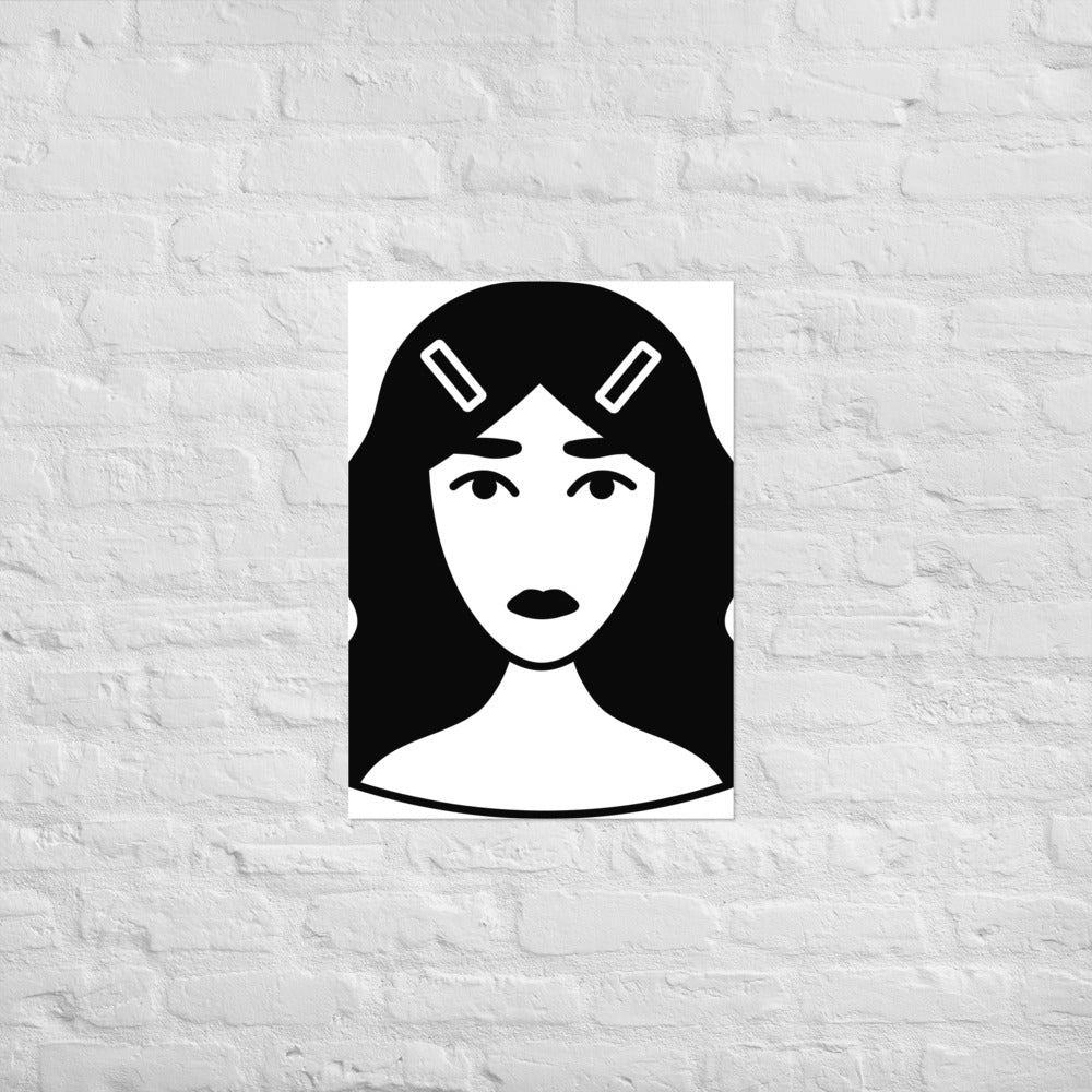 Woman with hairclips - Poster