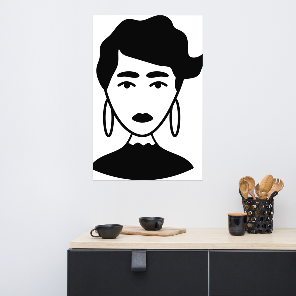 Woman with hoop earrings - Poster