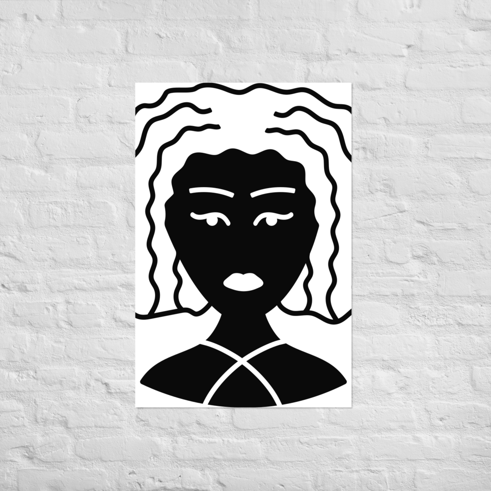 Woman with curly hair - Poster