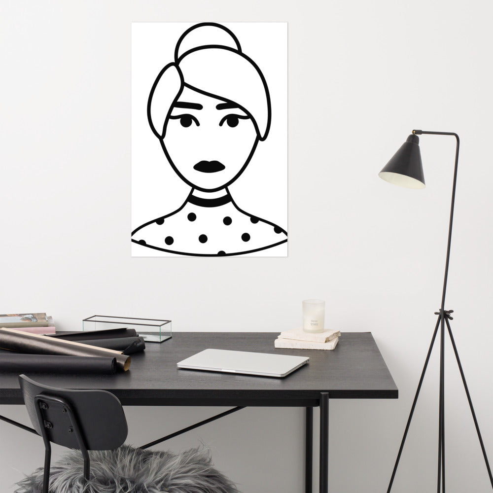 Woman in polkadot shirt - Poster