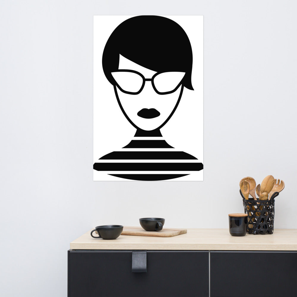 Woman with striped shirt - Poster