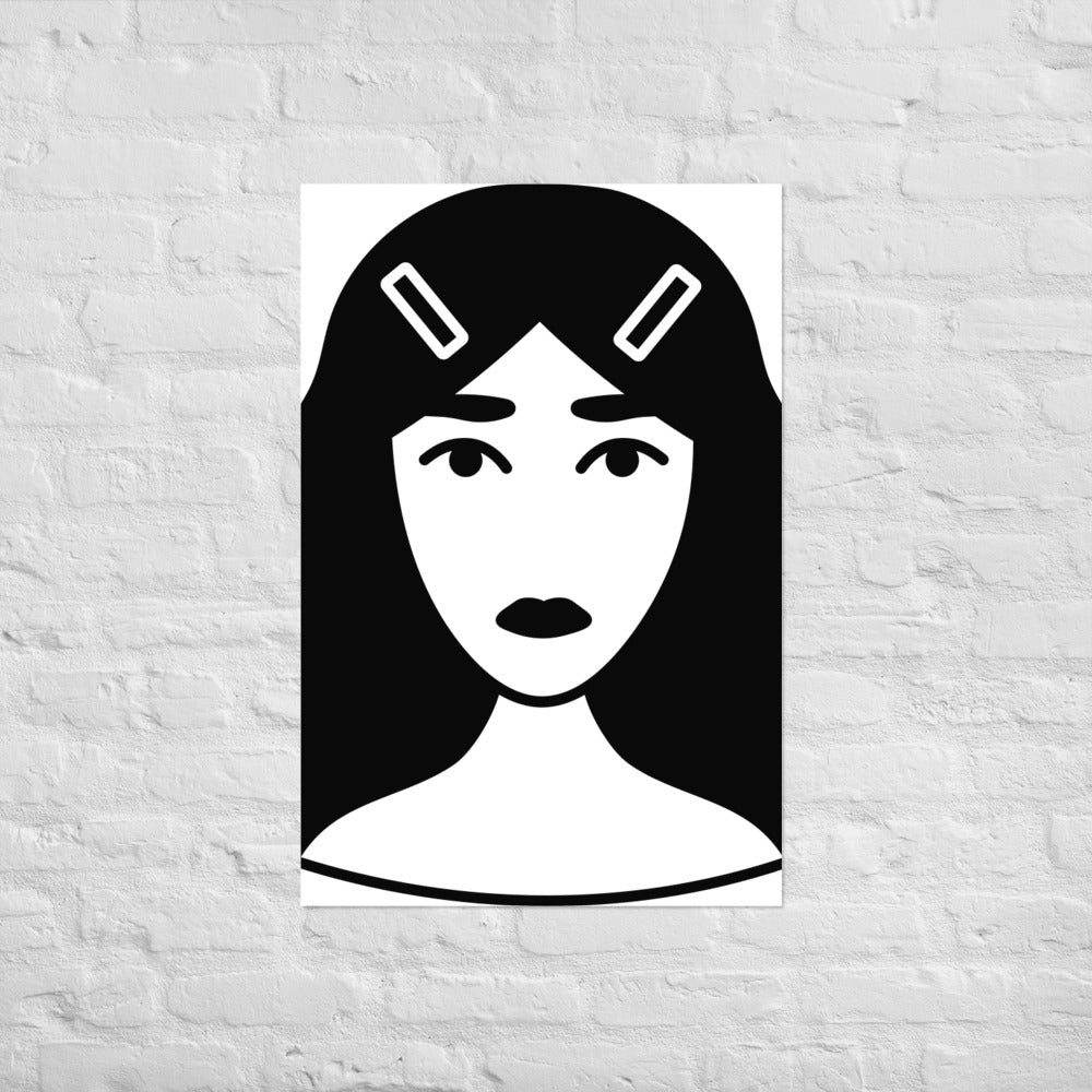 Woman with hairclips - Poster