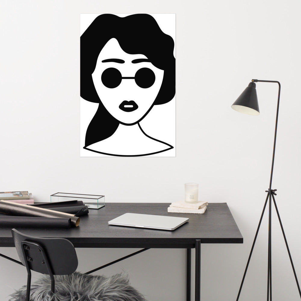 Woman with round sunglasses - Poster