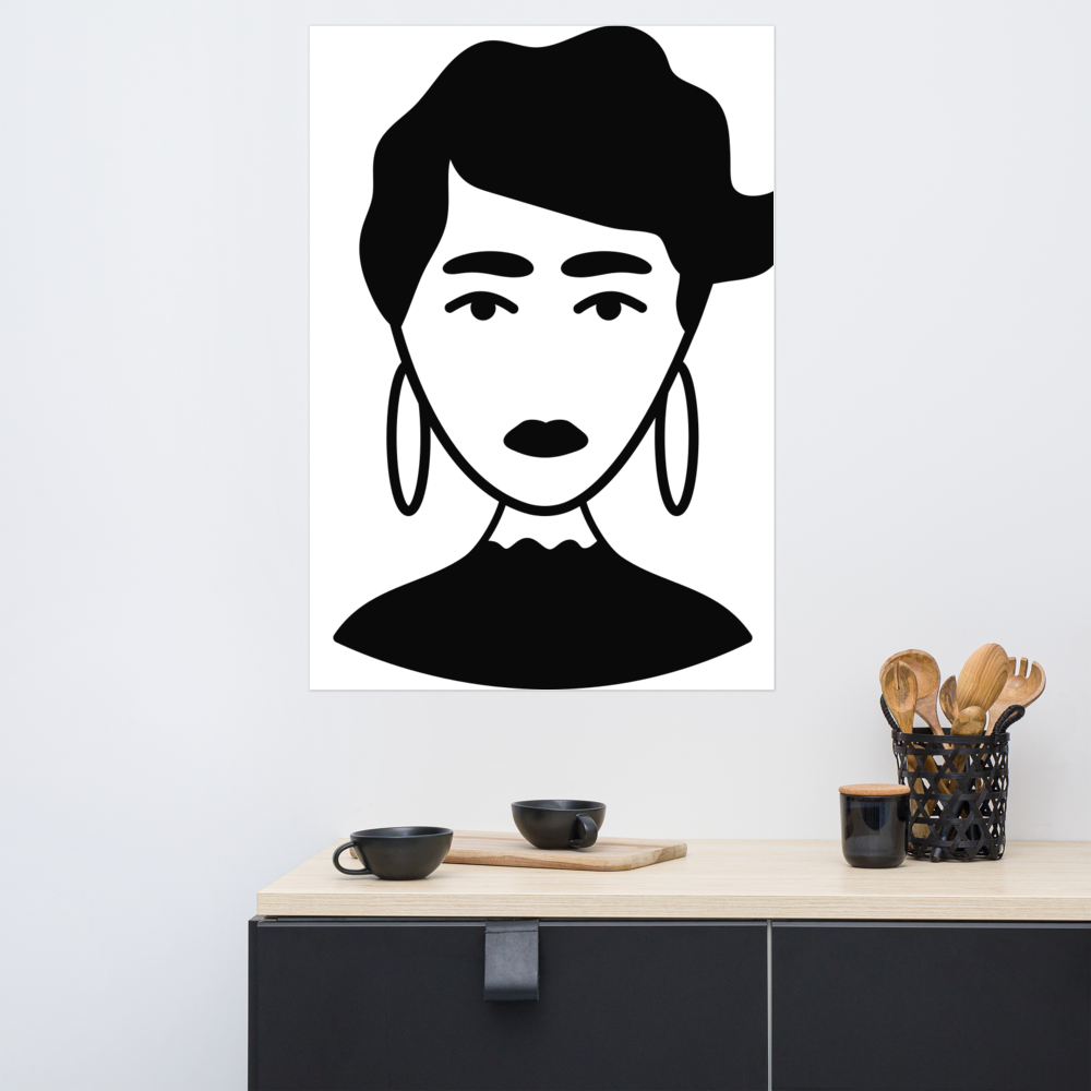 Woman with hoop earrings - Poster