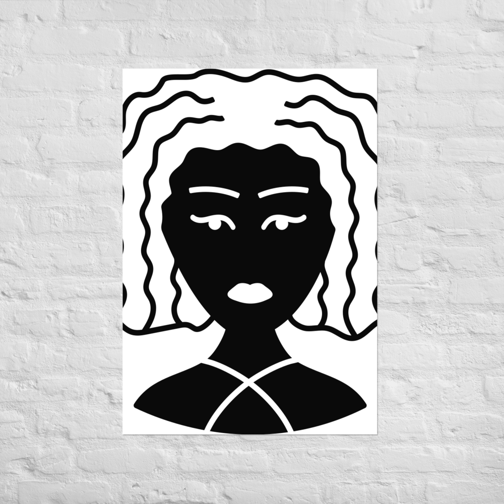 Woman with curly hair - Poster