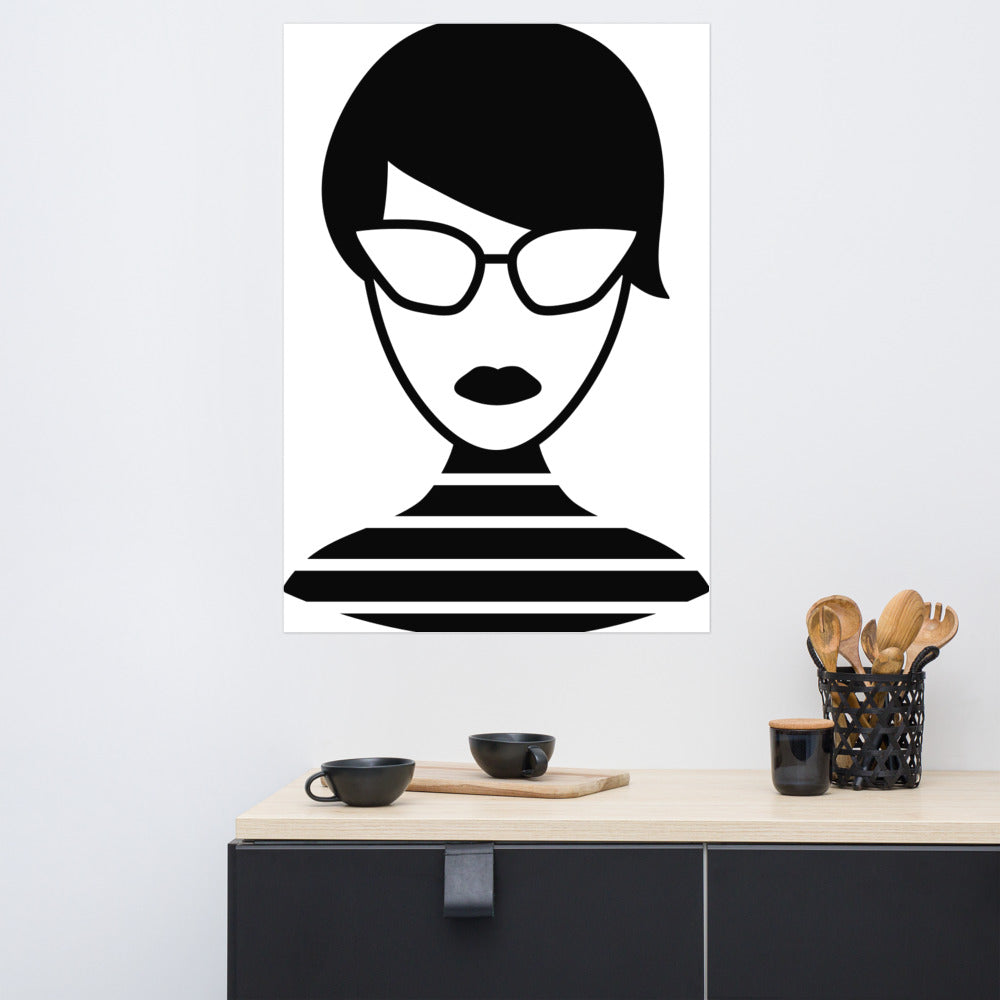 Woman with striped shirt - Poster