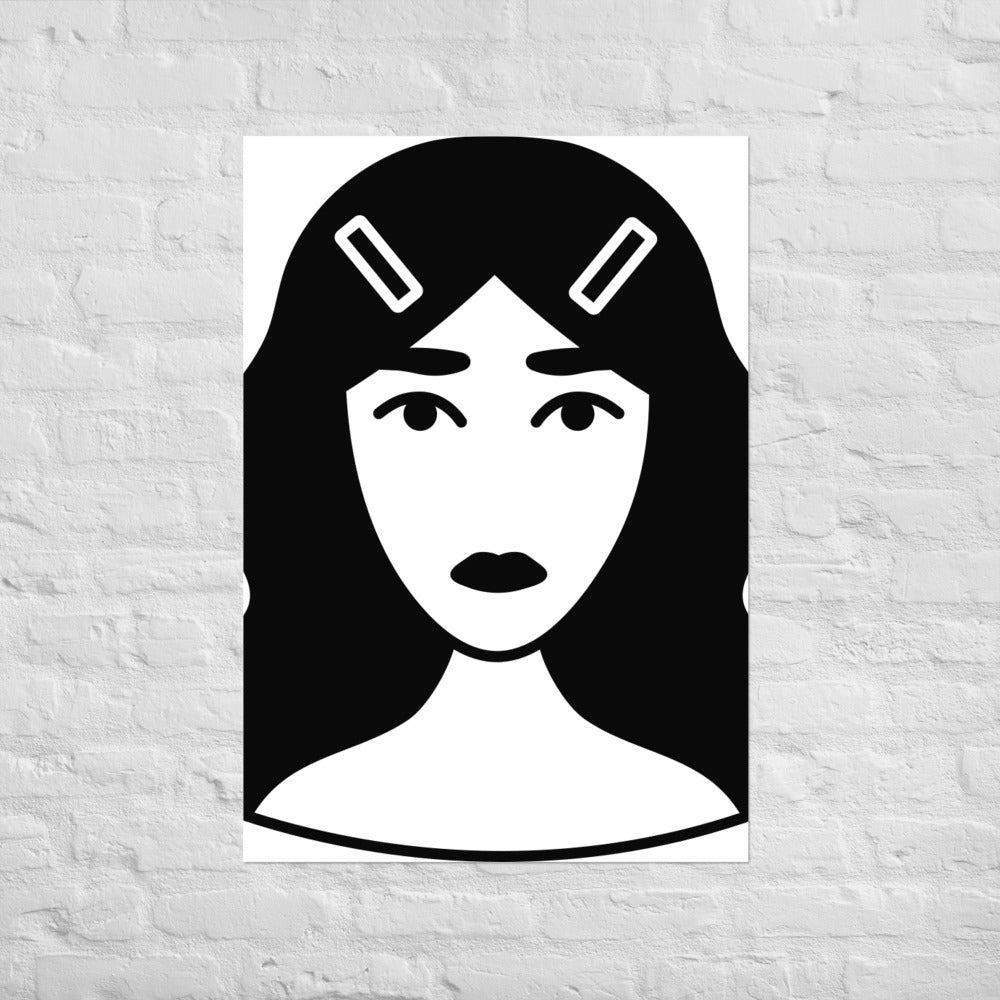 Woman with hairclips - Poster