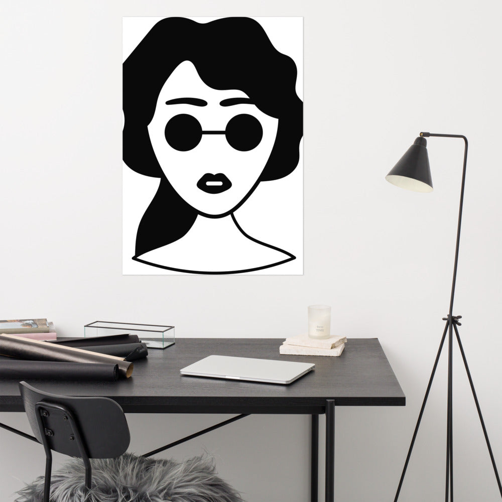 Woman with round sunglasses - Poster