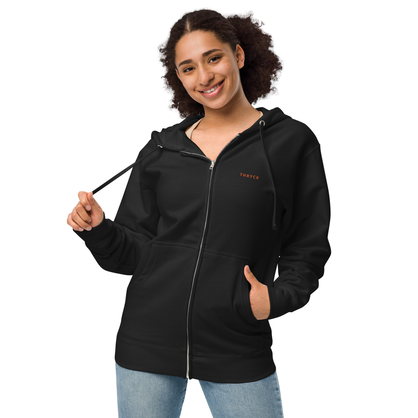 Unisex fleece zip up hoodie