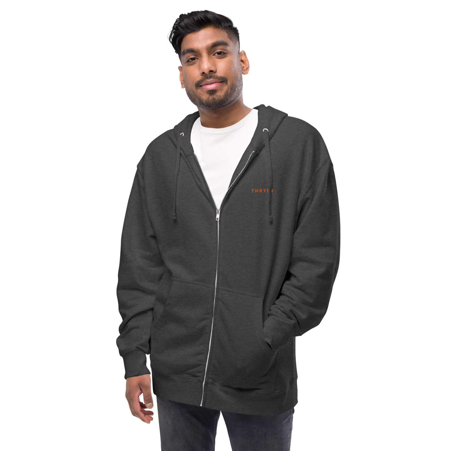 Unisex fleece zip up hoodie